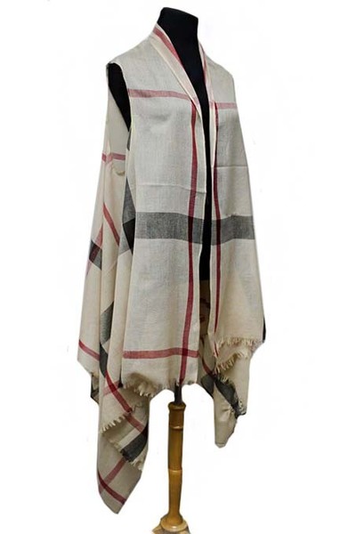Plaid Print Shawl Vest-TDE