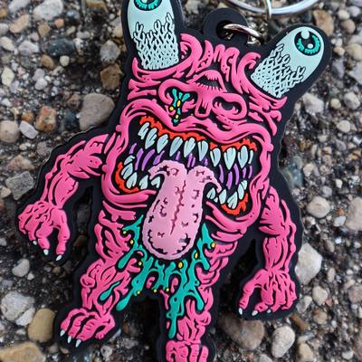 Karla (pink) 2 sided 3d rubber key chain (glows in the dark)