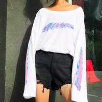GRAVITY Flame Printed Oversize T-shirt - Thumbnail 2