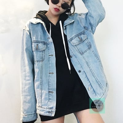 Free shipping-vintage mid wash denim jacket - Thumbnail 5
