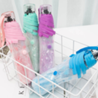 Sweet cherry blossom transparent folding umbrella - Thumbnail 2