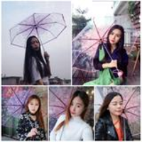 Sweet cherry blossom transparent folding umbrella - Thumbnail 3