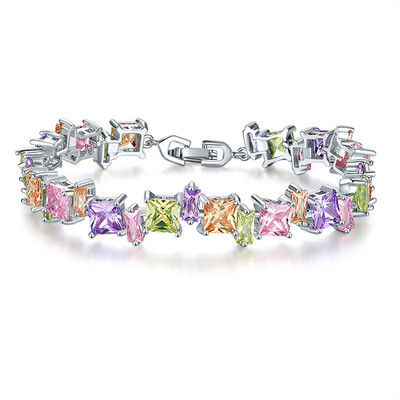 Simple Style Fashion Personality Colorful Zircon Bracelet