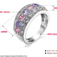 AVOLOGY S925 Silver Pink 5AAAAA Level Genuine Italy Zircon Rings - Thumbnail 2
