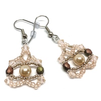 Butterfly Inspired Glass Pearl and Crystal Earrings - Thumbnail 1