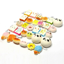10Pcs Random Squishy Lot Soft Panda/Bread/Cake/Buns Phone Straps