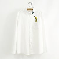 GIRAFFE EMBROIDERY LOOSE BLOUSE - Thumbnail 2