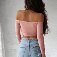 Sweet Pea Off the Shoulder Crop Top - Thumbnail 3
