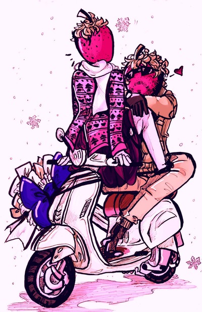 STRAWBERRY HEAD Motorcycle [11x17 in POSTER!]