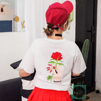 Free Shipping-BLACK/WHITE JUST TAKE THIS ROSE TEE  - Thumbnail 1