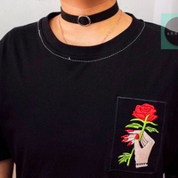 Free Shipping-BLACK/WHITE JUST TAKE THIS ROSE TEE  - Thumbnail 3