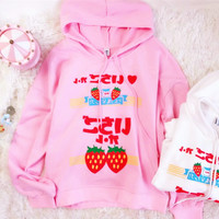 Harajuku Ichigo Hoodies in Pink / White - Thumbnail 2