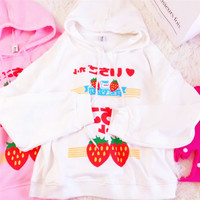 Harajuku Ichigo Hoodies in Pink / White - Thumbnail 3