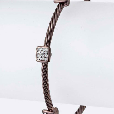 Crystal accented cable cuff