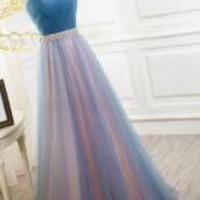 Long Tulle Prom Dress,Open Back Elegant Homecoming Dress,Long Evening Dress  - Thumbnail 3