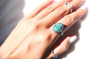 Oval Turquoise Copper Ring 