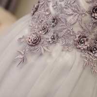 Elegant A line gray off shoulder prom dress, short evening dresses - Thumbnail 2