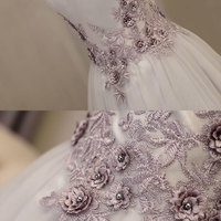 Elegant A line gray off shoulder prom dress, short evening dresses - Thumbnail 4