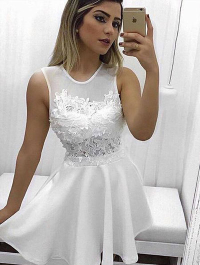 White Short Homecoming Dresses for Junior Under 100