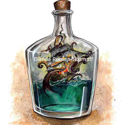Ship in a bottle print
