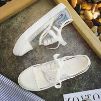 Harajuku Transparent Lace up Flat Shoes - Thumbnail 3