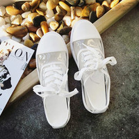 Harajuku Transparent Lace up Flat Shoes - Thumbnail 4