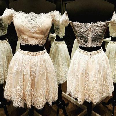 Sexy two piece lace homecoming dresses for junior