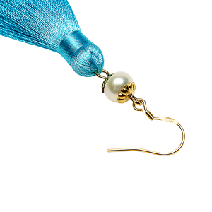 Breakfast at Tiffany’s 24k Gold Plated Tassels and Pearls Earrings (Tiffany Turquoise) - Thumbnail 1