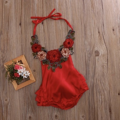 Satin rose romper