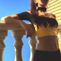 FLAME CROP TOP BLACK - Thumbnail 4