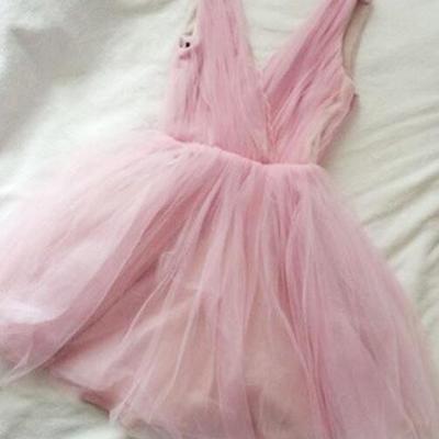 Short v-neckline pink homecoming dresses, pink party dresses, prom dressses