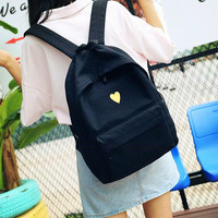 Harajuku Heart Canvas Backpack with Purse - Thumbnail 1