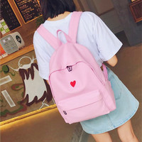 Harajuku Heart Canvas Backpack with Purse - Thumbnail 3