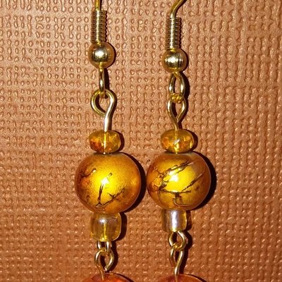 Orange and gold; fire theme earrings