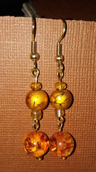 Orange and Gold; Fire Theme Earrings