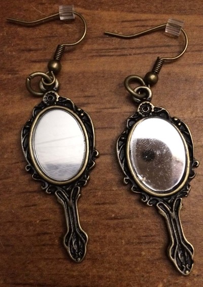 Antique Brass Mirror Earrings