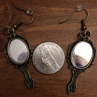 Antique Brass Mirror Earrings - Thumbnail 1