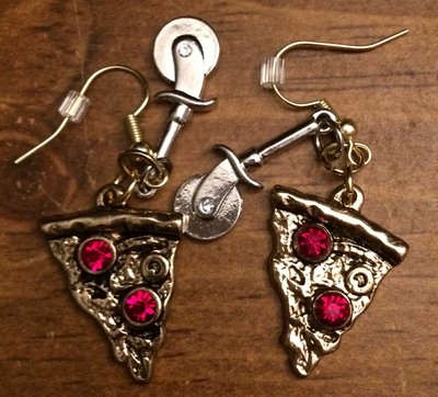 Gold Pizza Earrings