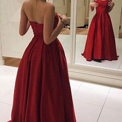 Simple sweetheart a-line sleeveless burgundy prom evening dress long plus size prom dresses p32