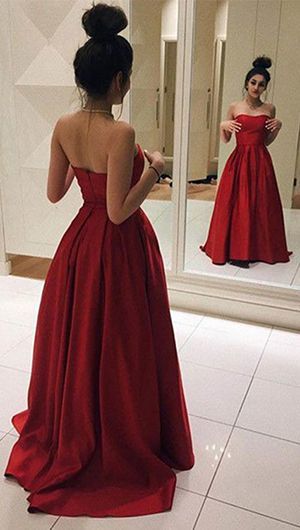 Simple Sweetheart A-line Sleeveless Burgundy Prom Evening Dress Long Plus Size Prom Dresses P32