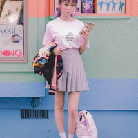 Gray Pleated Skirt - Thumbnail 3