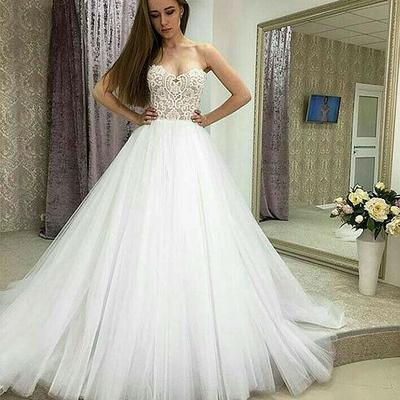 Sweetheart white wedding dress bridal gowns - Thumbnail 4