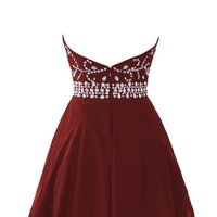 Dark Burgundy Halter Beaded Homecoming Dresses, Short Sparkle Prom Dresses, Cute Formal Dresses - Thumbnail 1