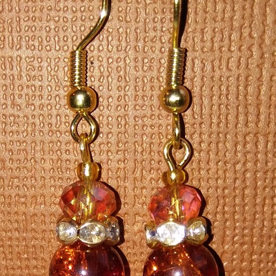 Orange glass faceted earrings