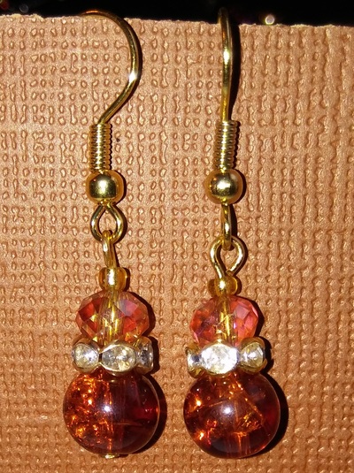 Orange Glass Faceted Earrings