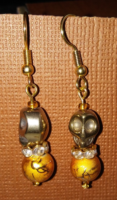 Double Gold Skull Earrings