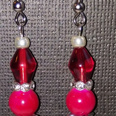 Triple red rhondle earrings