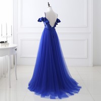 Royal Blue Off Shoulder Party Dresses, Prom Dresses, Long Formal Dresses with Lace-up - Thumbnail 1