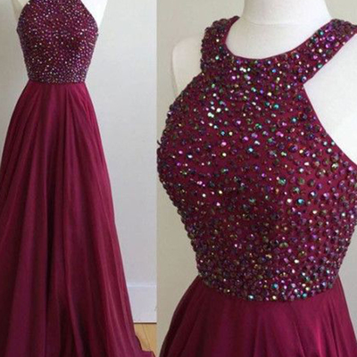 burgundy prom evening dress 2017 sexy backless halter rhinestones chiffon long prom dresses formal dress p36