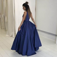 Sexy Deep V-neck Sleeveless Backless Long Prom Evening Dresses Plus Size Prom Party Dresses P42 - Thumbnail 1